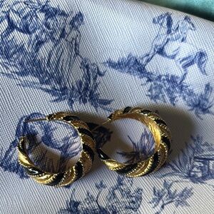 Elegant Gold and Black Hoop Earrings